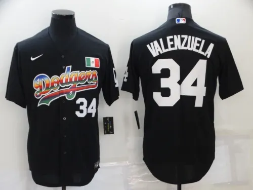 22 Men's Los Angeles Dodgers Valenzuela 34 black MLB Jersey