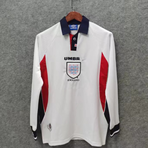 Adult Thai version England white retro long sleeve soccer jersey football shirt