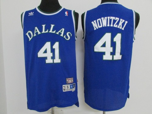 New Adult Dallas Mavericks Nowitzki blue retro basketball jersey 41