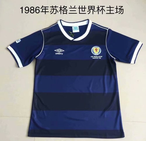 86 Adult Scottish The World Cup home blue retro soccer jersey football shirt