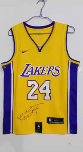 20/21 New Men Los Angeles Lakers Bryant 24 yellow signed edition basketball jersey