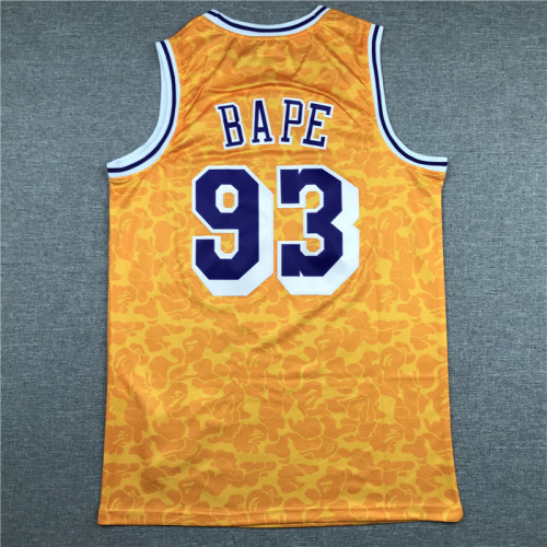 Adult Los Angeles Lakers Ease monkey Bape yellow basketball jersey 93