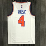 The 75th anniversary New York Knicks 4 Rose white basketball jersey