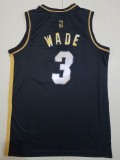20/21 New Men Miami Heat Wade 3 black gold basketball jersey