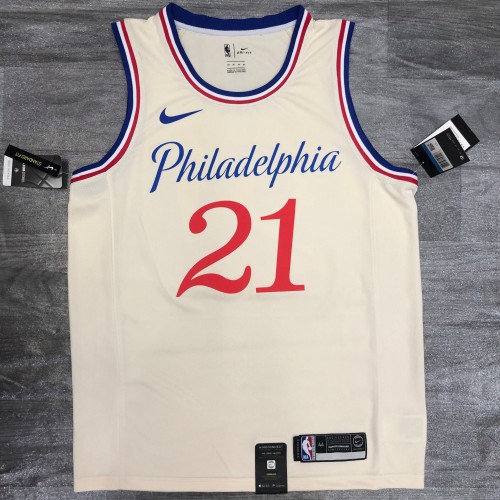 20/21 New Men Philadelphia 76ers Embiid 21 white city edition basketball jersey