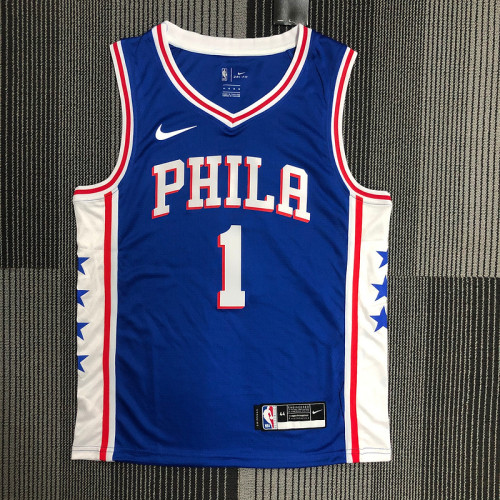22 Philadelphia 76ers City version v collar James Harden 1 blue basketball jersey
