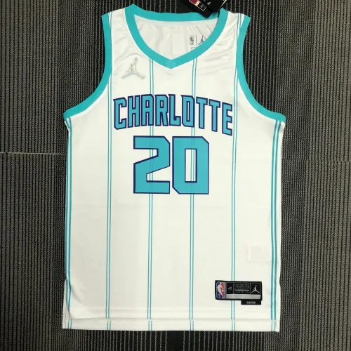 The 75th anniversary Charlotte Hornets 20 Hayward white basketball jersey