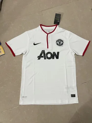 Retro 13-14 man u white soccer jersey