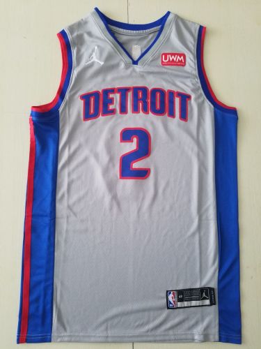 20/21 New Men Detroit Pistons Cunningham 2 gray basketball jersey shirt