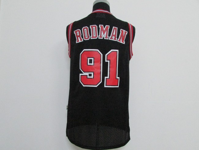 Men Chicago Bulls Rodmay black basketball jersey 91