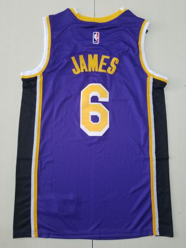 20/21 New Men Los Angeles Lakers James 6 purple basketball jersey