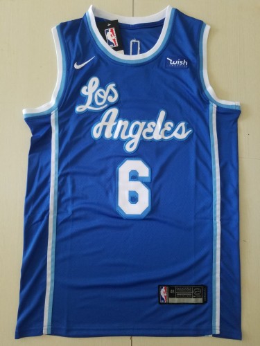 21/22 New Men Los Angeles Lakers James 6 Latin blue basketball jersey