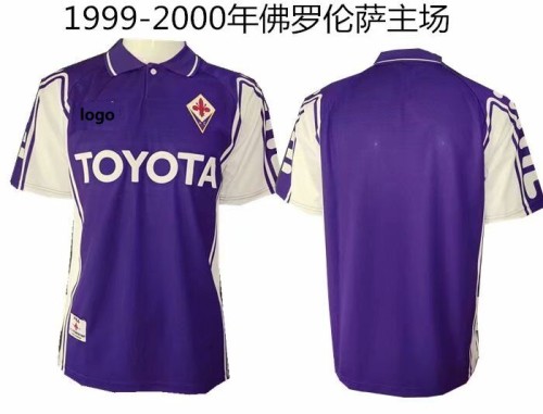 1999-2000 men thai quality Fiorentina home  retro soccer football shirt