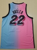 20/21 New Men Miami Heat Butler 22 blue with pink city version basketball jersey