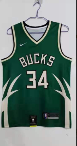 20/21 New Adult Milwaukee Bucks Antetokounmpo 34 green award edition basketball shirt