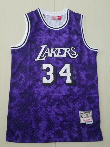 20/21 New Men Los Angeles Lakers O’Neal 34 purple constellation basketball jersey