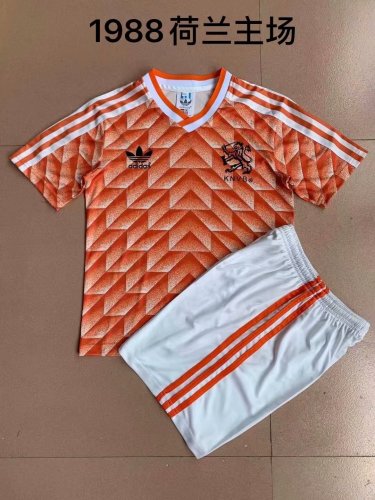 1988 Children Netherlands home orange national soccer kits football uniforms