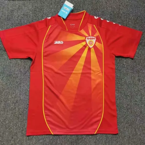 16 Adult Macedonia home red retro soccer jersey football shirt