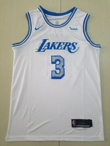 21/22 New Men Los Angeles Lakers Davis 3 white city edition basketball jersey