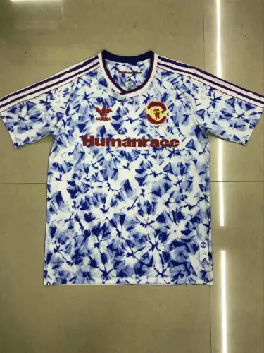 Adult MUN Humanrace version blue retro soccer jersey football shirt