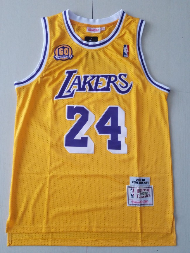 Retro Men Los Angeles Lakers Bryant 24 yellow basketball jersey