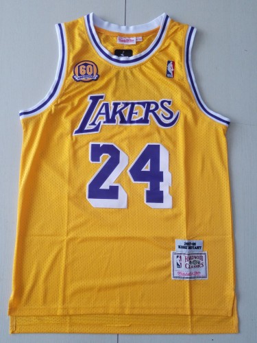 Retro Men Los Angeles Lakers Bryant 24 yellow basketball jersey