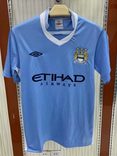 11-12 Adult Thai version city home blue retro soccer jersey football shirt