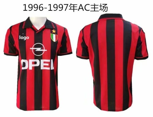 1996-1997 men thai quality AC home  retro soccerfootball shirt