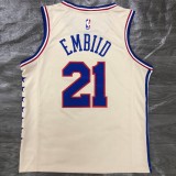 20/21 New Men Philadelphia 76ers Embiid 21 reward version white basketball jersey