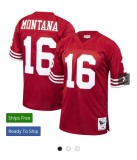 22 Men‘s San Francisco 49ers Joe Montana 16 red NFL jersey