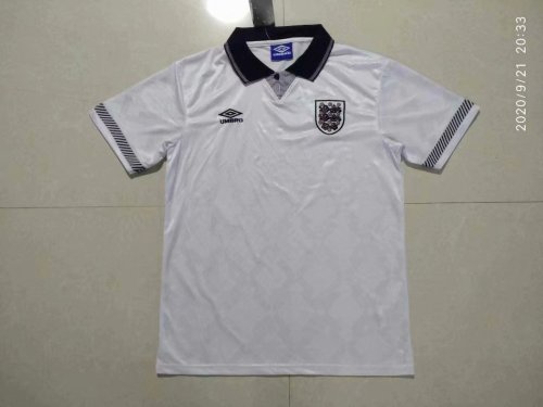 1990 Adult Thai version England home white retro soccer jersey football shirt