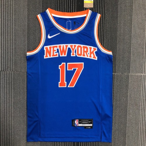 The 75th anniversary New York Knicks 17 Lin blue basketball jersey