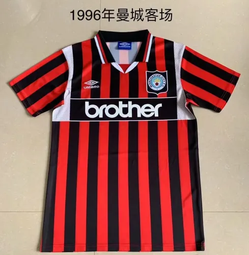 Retro 1996 man city away red soccer jersey football shirt