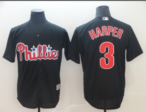 22 Men's Philadelphia Phillies Harper black 3 MLB Jersey