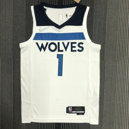The 75th anniversary Minnesota Timberwolves EDWARDS 1 white basketball jersey