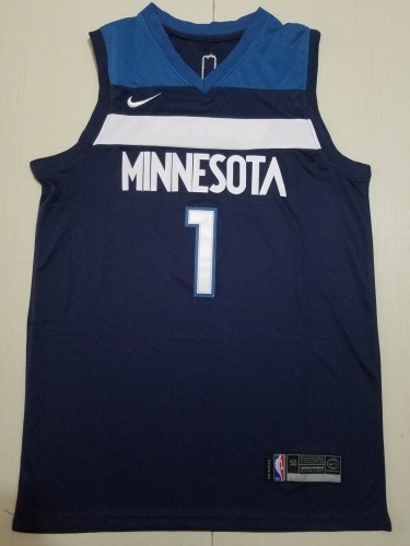 20/21 New Men Minnesota Timberwolves Edwards 1 blue basketball jersey