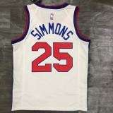 20/21 New Men Philadelphia 76ers Simmons 25 white basketball jersey