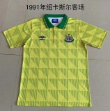 Retro 1991 Newcastle United away yellow soccer jersey football shirt