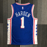 22 Philadelphia 76ers City version v collar James Harden 1 blue basketball jersey