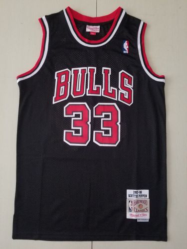 Men Chicago Bulls Pippen 33 black retro basketball jersey shirt