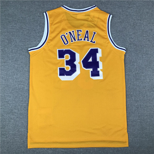Men Los Angeles Lakers James 34 yellow retro basketball jersey