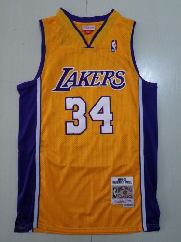 Retro Men Los Angeles Lakers O’Neal 34 yellow basketball jersey
