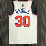 The 75th anniversary New York Knicks 30 Randle white basketball jersey