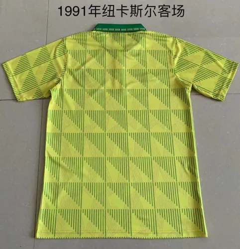 Retro 1991 Newcastle United away yellow soccer jersey football shirt