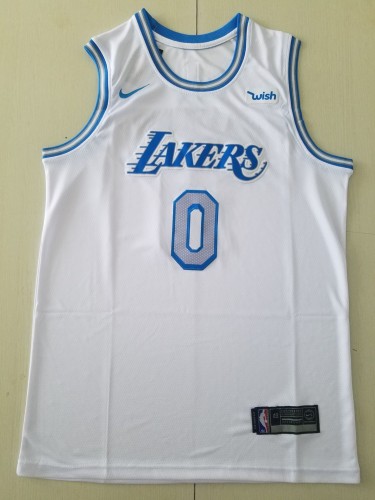 20/21 New Men Los Angeles Lakers Westbrook 0 white city edition basketball jersey