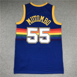20/21 New Men Golden State Warriors Mutombo 55 blue basketball jersey