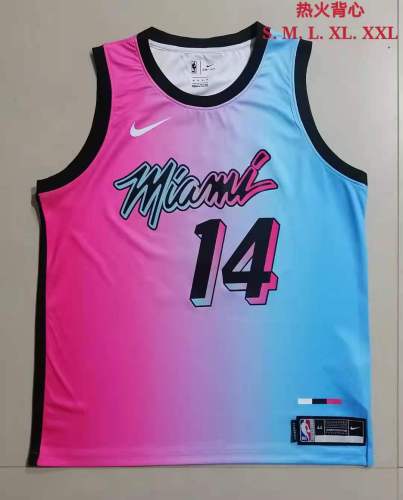 20/21 New Men Miami Heat Herro 14 blue with pink basketball jersey L016#
