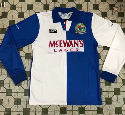 94-95 Adult Thai version Blackburn Rovers blue retro long sleeve soccer jersey football shirt