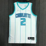 The 75th anniversary Charlotte Hornets 2 Ball white basketball jersey