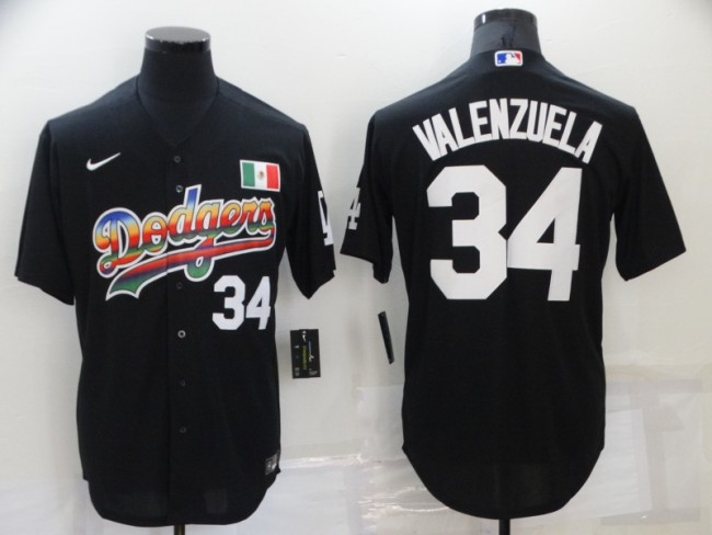 22 Men's Los Angeles Dodgers Valenzuela 34 MLB black Jersey